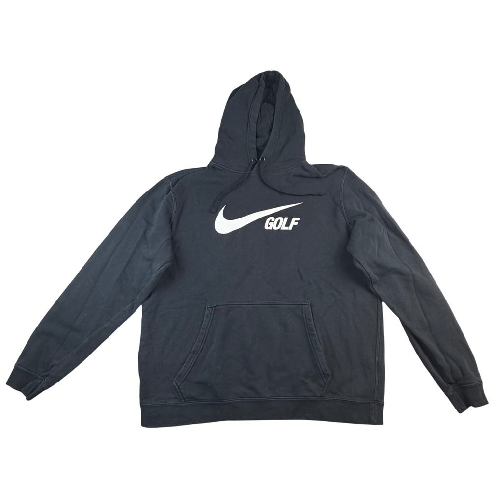 Nike Golf Hoodie Mens Large Black Swoosh Pullover Fleece Sweatshirt L